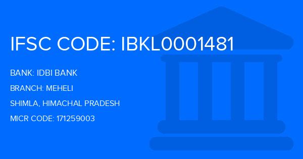 Idbi Bank Meheli Branch IFSC Code