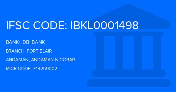 Idbi Bank Port Blair Branch IFSC Code