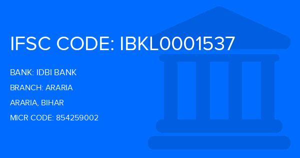 Idbi Bank Araria Branch IFSC Code