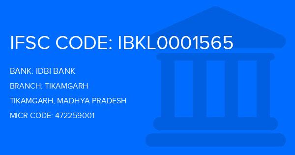 Idbi Bank Tikamgarh Branch IFSC Code