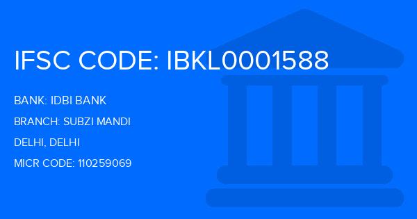 Idbi Bank Subzi Mandi Branch IFSC Code