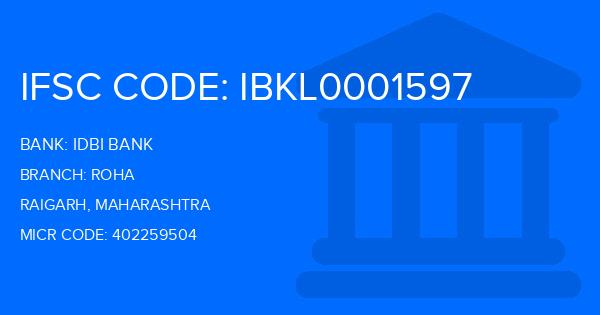 Idbi Bank Roha Branch IFSC Code