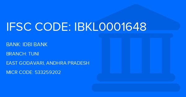 Idbi Bank Tuni Branch IFSC Code