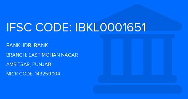 Idbi Bank East Mohan Nagar Branch IFSC Code