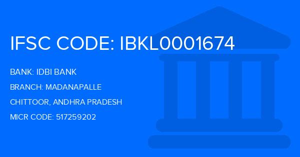 Idbi Bank Madanapalle Branch IFSC Code