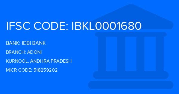 Idbi Bank Adoni Branch IFSC Code