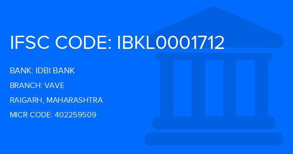 Idbi Bank Vave Branch IFSC Code