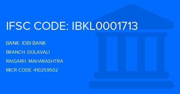 Idbi Bank Dolavali Branch IFSC Code