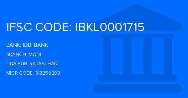 Idbi Bank Modi Branch IFSC Code