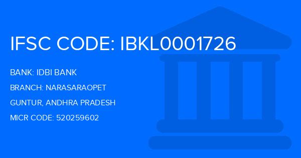 Idbi Bank Narasaraopet Branch IFSC Code