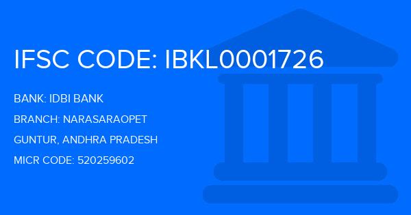 Idbi Bank Narasaraopet Branch IFSC Code