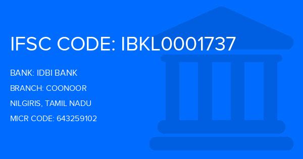 Idbi Bank Coonoor Branch IFSC Code