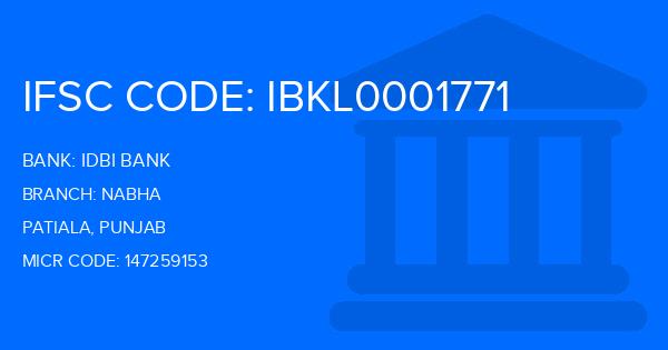 Idbi Bank Nabha Branch IFSC Code