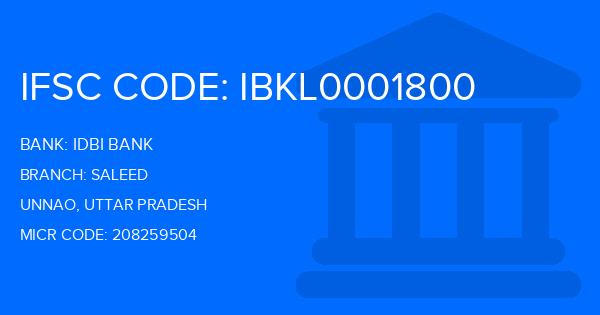 Idbi Bank Saleed Branch IFSC Code
