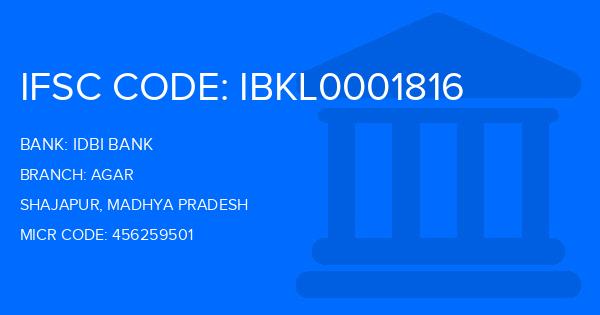 Idbi Bank Agar Branch IFSC Code