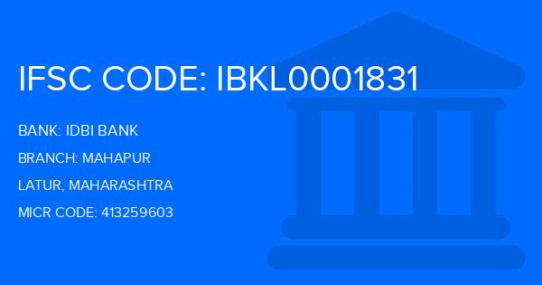 Idbi Bank Mahapur Branch IFSC Code