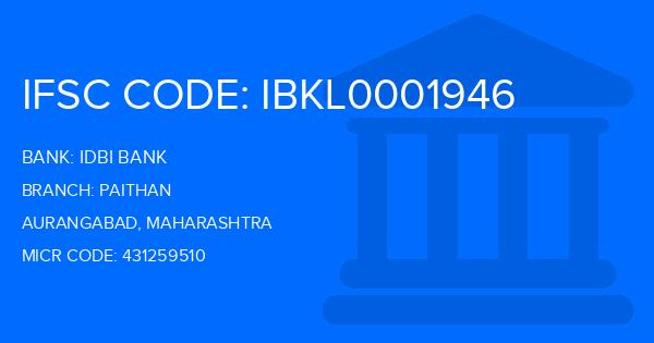 Idbi Bank Paithan Branch IFSC Code