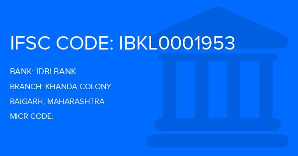 Idbi Bank Khanda Colony Branch IFSC Code