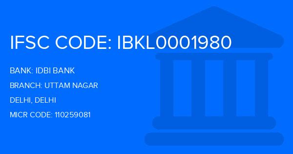 Idbi Bank Uttam Nagar Branch IFSC Code