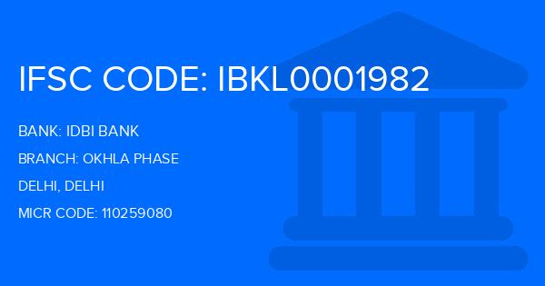 Idbi Bank Okhla Phase Branch IFSC Code