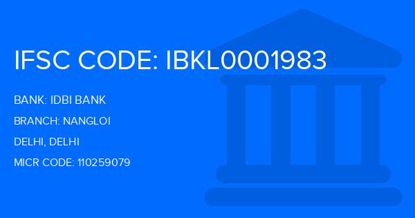 Idbi Bank Nangloi Branch IFSC Code