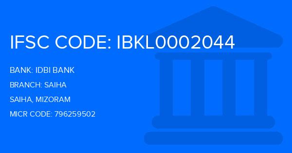 Idbi Bank Saiha Branch IFSC Code