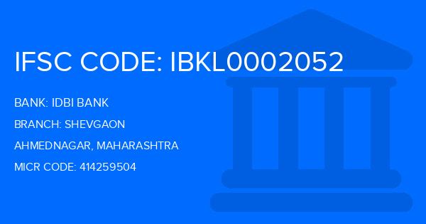 Idbi Bank Shevgaon Branch IFSC Code