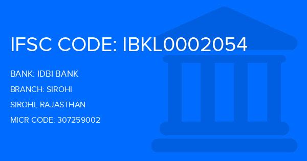 Idbi Bank Sirohi Branch IFSC Code