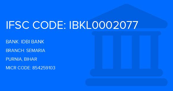 Idbi Bank Semaria Branch IFSC Code