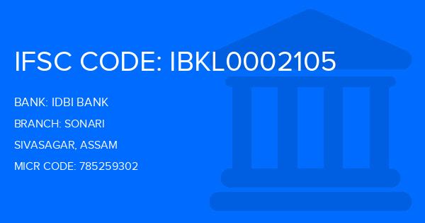 Idbi Bank Sonari Branch IFSC Code
