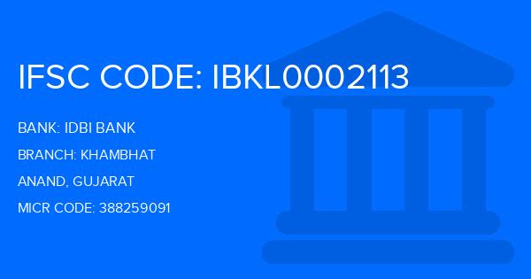 Idbi Bank Khambhat Branch IFSC Code
