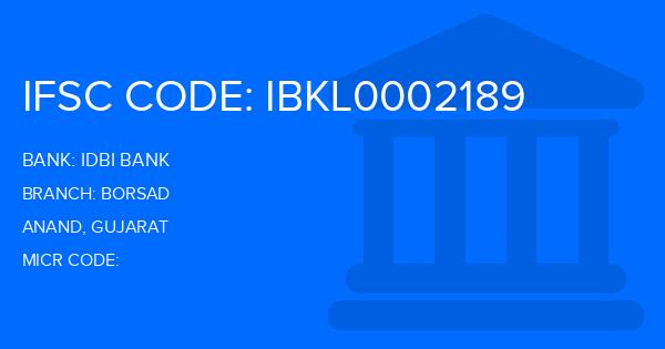 Idbi Bank Borsad Branch IFSC Code