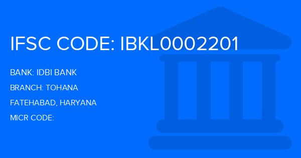 Idbi Bank Tohana Branch IFSC Code