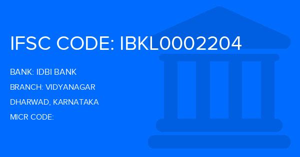 Idbi Bank Vidyanagar Branch IFSC Code