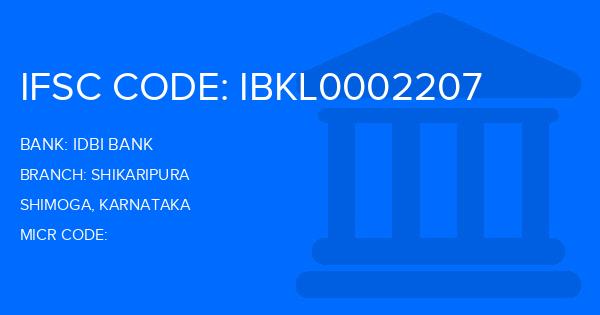 Idbi Bank Shikaripura Branch IFSC Code