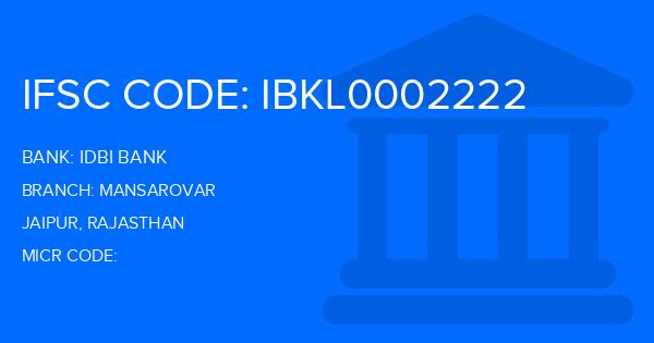 Idbi Bank Mansarovar Branch IFSC Code
