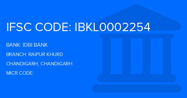Idbi Bank Raipur Khurd Branch IFSC Code