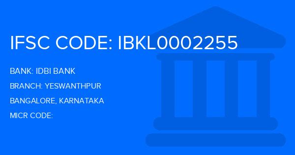 Idbi Bank Yeswanthpur Branch IFSC Code