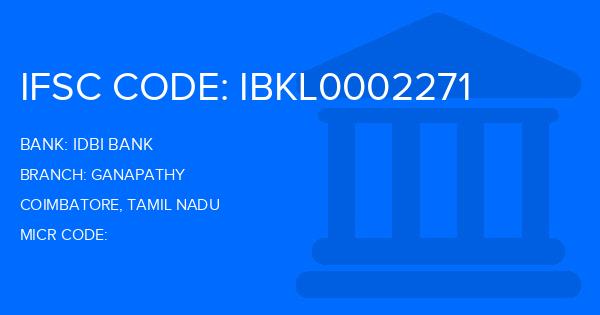 Idbi Bank Ganapathy Branch IFSC Code