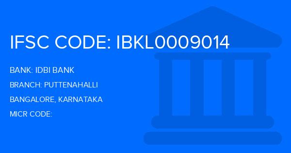 Idbi Bank Puttenahalli Branch IFSC Code