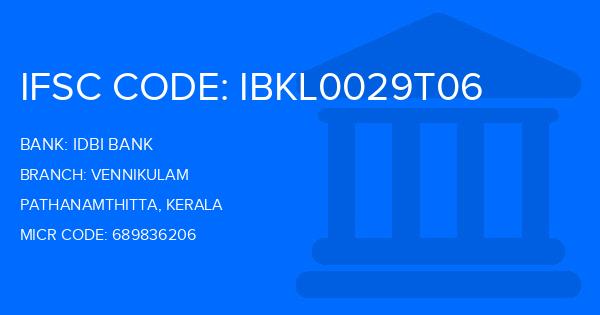 Idbi Bank Vennikulam Branch IFSC Code