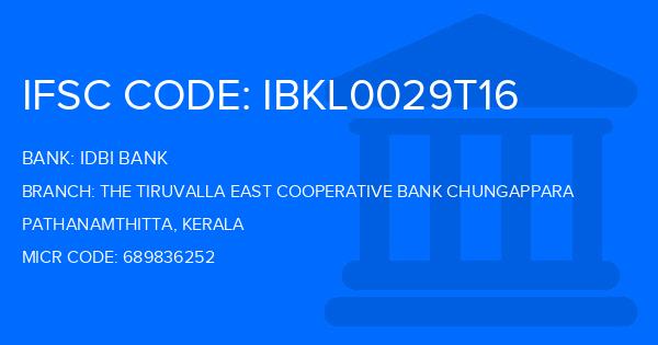 Idbi Bank The Tiruvalla East Cooperative Bank Chungappara Branch IFSC Code