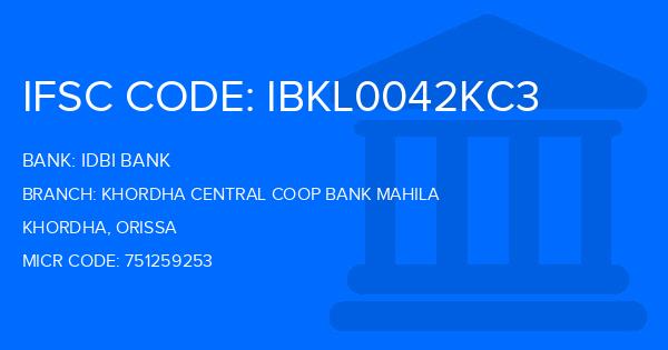 Idbi Bank Khordha Central Coop Bank Mahila Branch IFSC Code