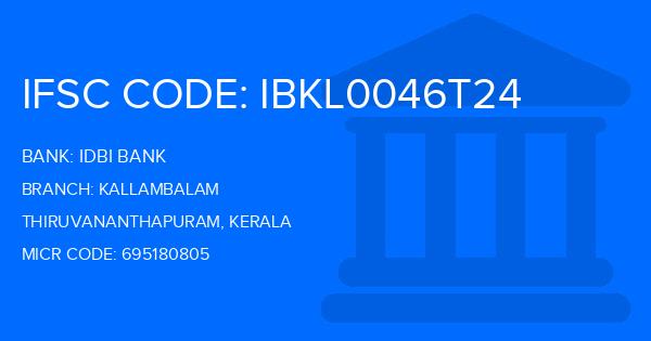 Idbi Bank Kallambalam Branch IFSC Code