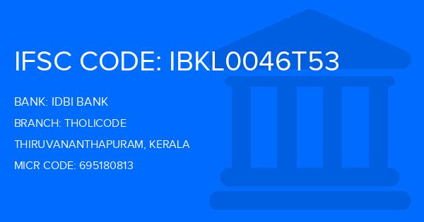 Idbi Bank Tholicode Branch IFSC Code