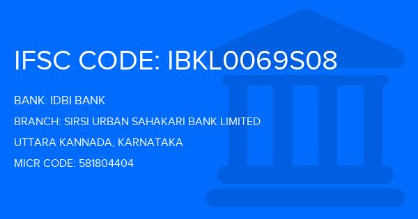 Idbi Bank Sirsi Urban Sahakari Bank Limited Branch IFSC Code