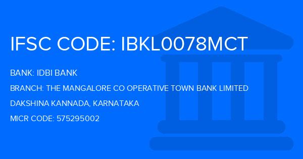Idbi Bank The Mangalore Co Operative Town Bank Limited Branch IFSC Code