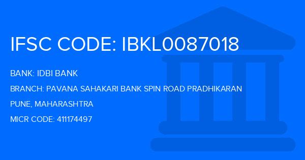 Idbi Bank Pavana Sahakari Bank Spin Road Pradhikaran Branch IFSC Code