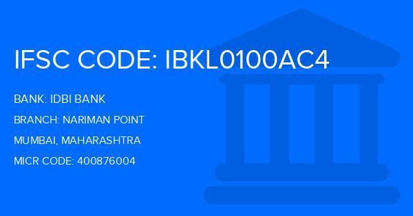 Idbi Bank Nariman Point Branch IFSC Code