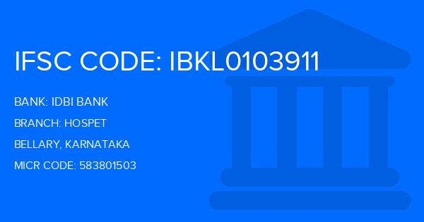 Idbi Bank Hospet Branch IFSC Code
